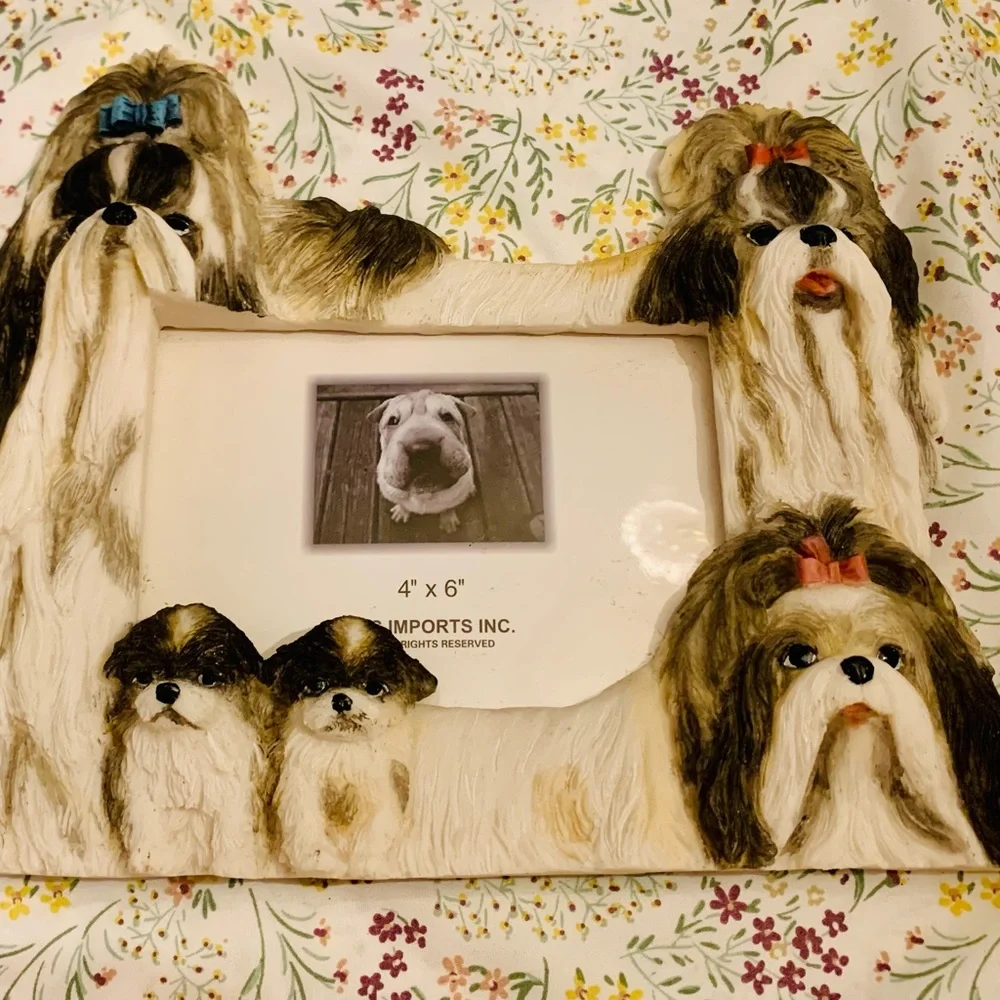 E & S Imports Shih Tzu Photo Frame Ceramic Resin